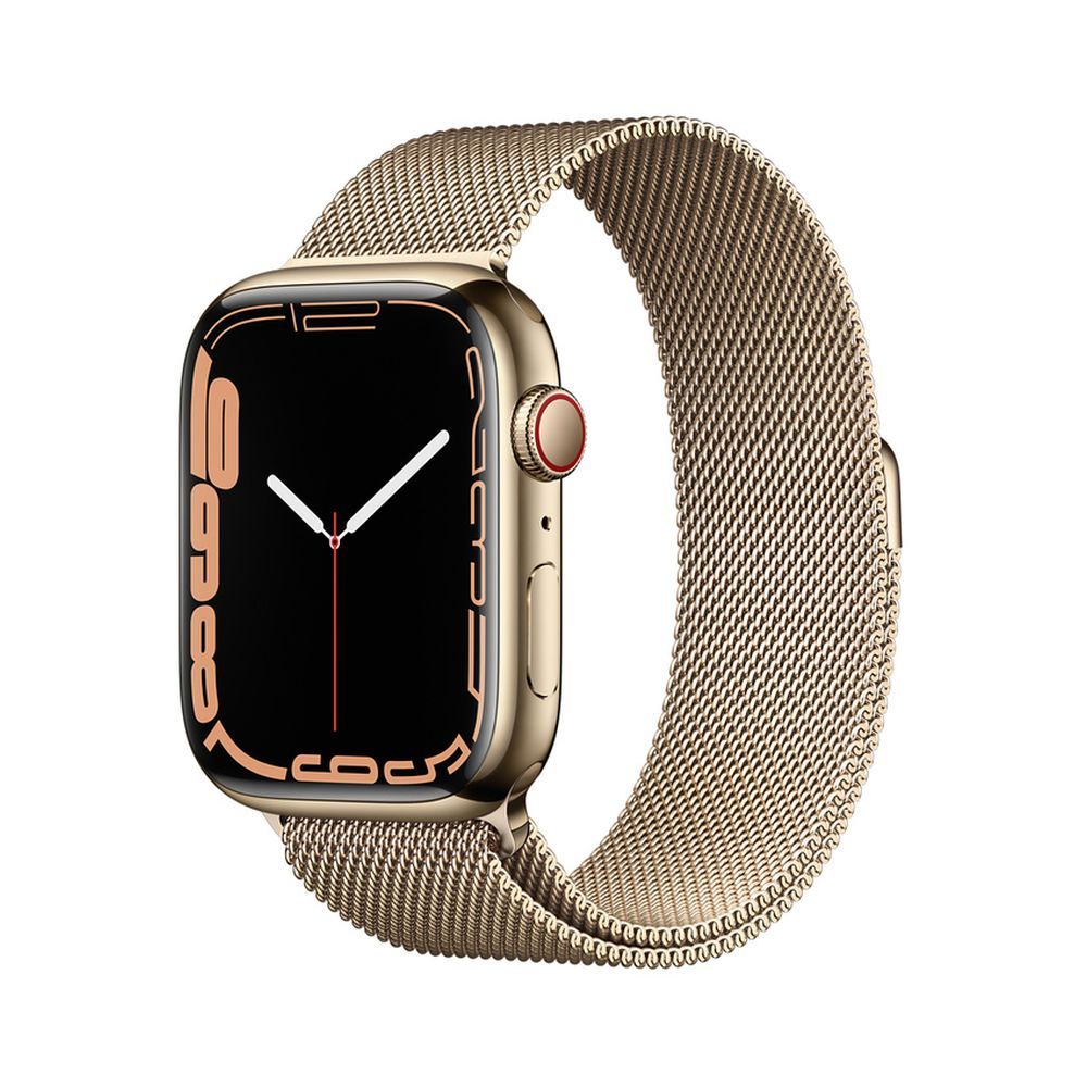 Apple Watch Series 7 45mm Gold Stainless Steel Case with Milanese Loop